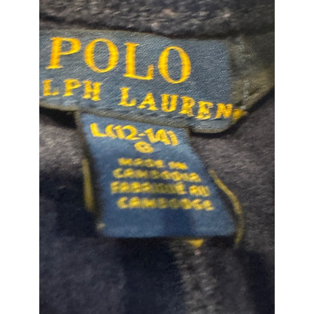 Polo Ralph Lauren Navy Blue Mock Neck Pony Logo Sweatshirt L 12-14 Varsity - Picture 5 of 8